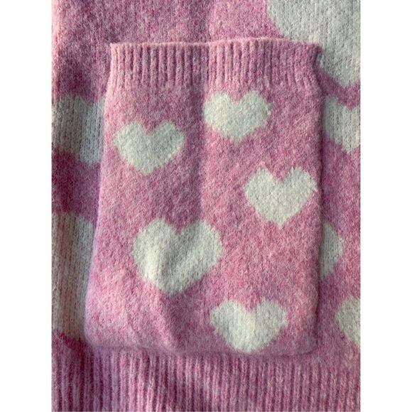 BiBi Cozy Oversized Pink Heart Cardigan - Picture 9 of 13